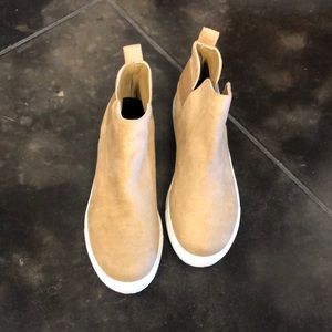Tan canvas ankle booties. Never worn